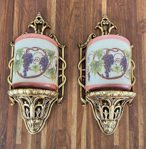 $850 PAIR - Circa 1925-30 Art Deco Signed Lightoleir Sunset Series Wall Sconces