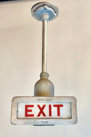 Rare Vintage 1940s-50s Crouse Hinds Industrial Exit Light Sign Pendant