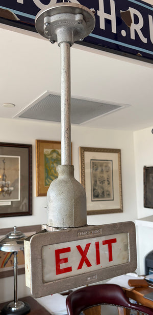 Rare Vintage 1940s-50s Crouse Hinds Industrial Exit Light Sign Pendant