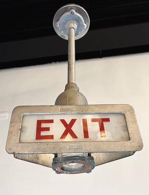 Rare Vintage 1940s-50s Crouse Hinds Industrial Exit Light Sign Pendant