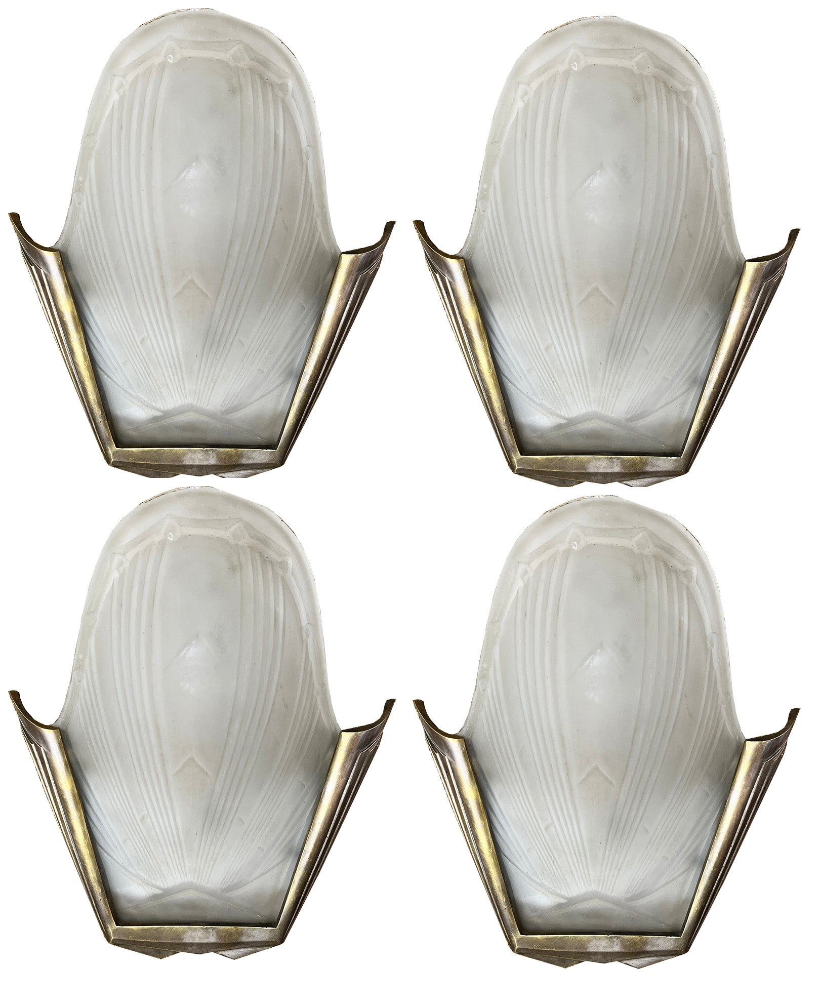 French art deco slip shade sconces