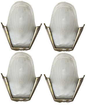 French art deco slip shade sconces