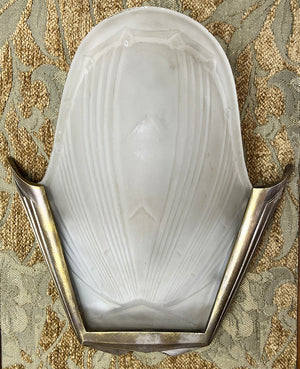 $1200 PAIR - $2400 SET OF 4 - Antique Circa 1930 Large Bronze French Art Deco Slip Shade Wall Sconces