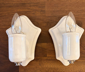 $500 PAIR - Antique Circa 1930 Art Deco Porcelain Sconces