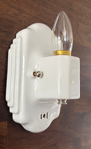 $500 PAIR - Antique Circa 1930 Art Deco Porcelain Sconces