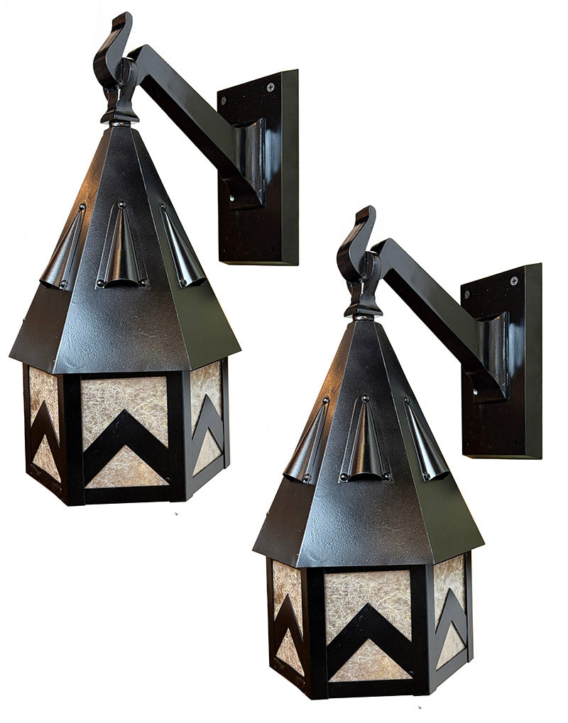 $1100 PAIR - Antique 1930s Art Deco - Arts and Crafts Exterior Wall Sconces