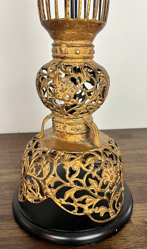 $850 PAIR- Stunning Pair of Vintage 1950s Mid Century Indian Oversized Cast Brass Table Lamps