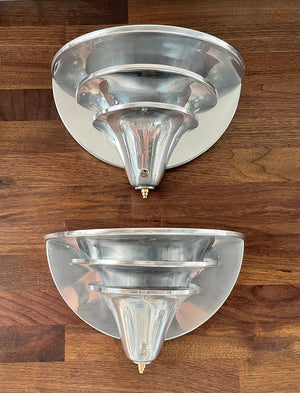 $1000 PAIR - Circa 1930 Machine Age Art Deco Wall Sconces