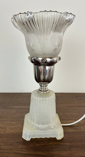 Antique Circa 1920s-30s Art Deco Satin Glass Accent Lamp