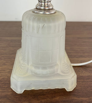 Antique Circa 1920s-30s Art Deco Satin Glass Accent Lamp
