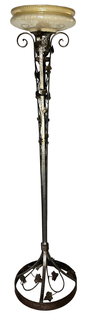 Antique Circa 1925 Signed a la Vieille Forge Art Deco Torcheire Floor Lamp