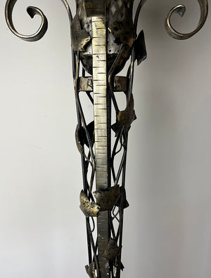 Antique Circa 1925 Signed a la Vieille Forge Art Deco Torcheire Floor Lamp