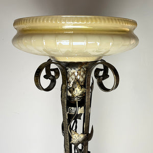 Antique Circa 1925 Signed a la Vieille Forge Art Deco Torcheire Floor Lamp