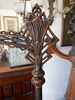 Antique CIrca 1930 Copper Plated Art Deco Bridge Arm Lamp