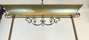 Rare LARGE 53" wide 1930s French Art Deco Twelve Light Brass Scroll Work Chandelier
