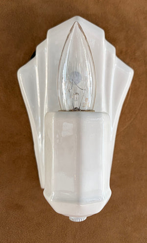 $500 PAIR - Antique Circa 1930 Art Deco Porcelain Sconces (Copy)