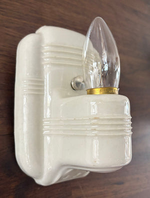 $500 PAIR - Antique Circa 1930 Art Deco Porcelain Sconces