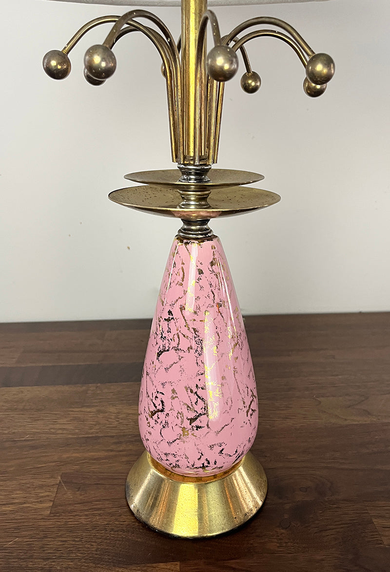 $600 PAIR - Vintage 1950s Mid Century Atomic Age Pink Glass and