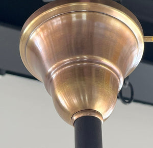 Antique late 1880s Two Light Converted Commercial Gas Light with Tapered Arms, Column and Original Antique Greek Key Shades