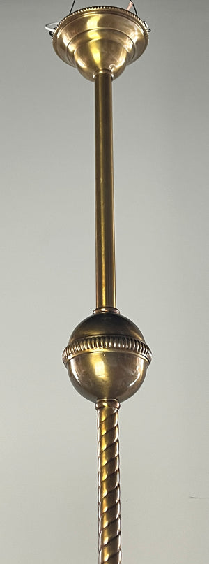 Antique Circa 1895-1900 Late Victorian Converted Two Light Gas Fixture with Original Gillender Shades