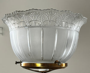 Antique Circa 1895-1900 Late Victorian Converted Two Light Gas Fixture with Original Gillender Shades