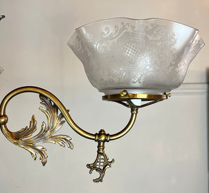 Antique Circa 1895 Three Light Converted Gas Fixture Attributed to Gibson Gas Works of Philadelphia
