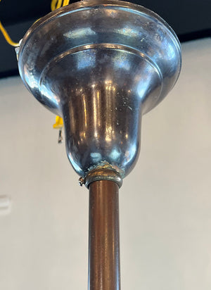 Antique Late 1860s Early 1870s Renaissance  Revival Converted Gas Three Light Chandelier with Period Antique 2 5/8" Wheel Cut Shades