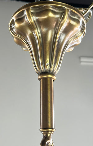 Antique Circa 1910 Three Light Embossed Sheffield Fixture with Cast Scroll Arms