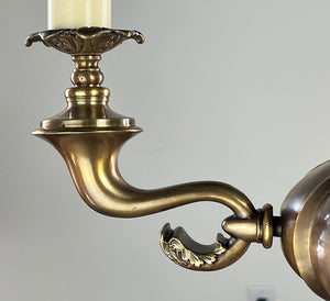 Antique Circa 1910 Three Light Embossed Sheffield Fixture with Cast Scroll Arms