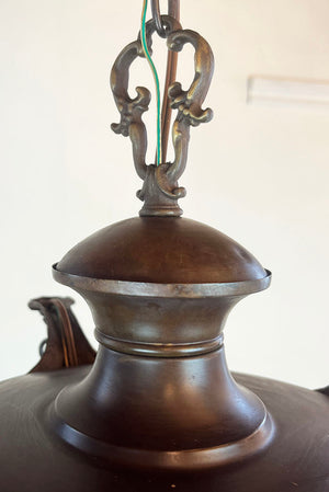 Antique Circa 1920 Four Light Pan With Cast Neo Classical Urn Arms and Stepped Center Body
