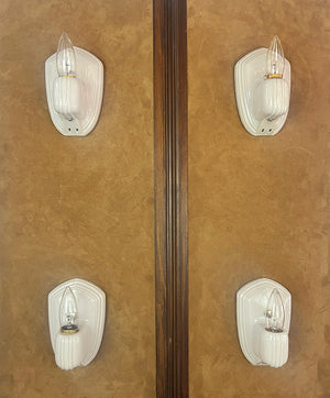 $450 PAIR - Antique Circa 1930 Art Deco Porcelain Sconces