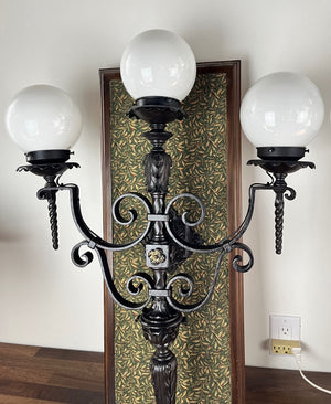 SET OF 4 LARGE SCALE (34" x 24") Antique Circa 1930 Spanish Revival Three Light Exterior Wall Sconces