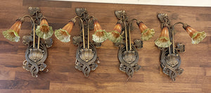 SET OF 4 AVAILABLE - $175 PER PAIR - Art Nouveau Reproduction Wall Scocnes