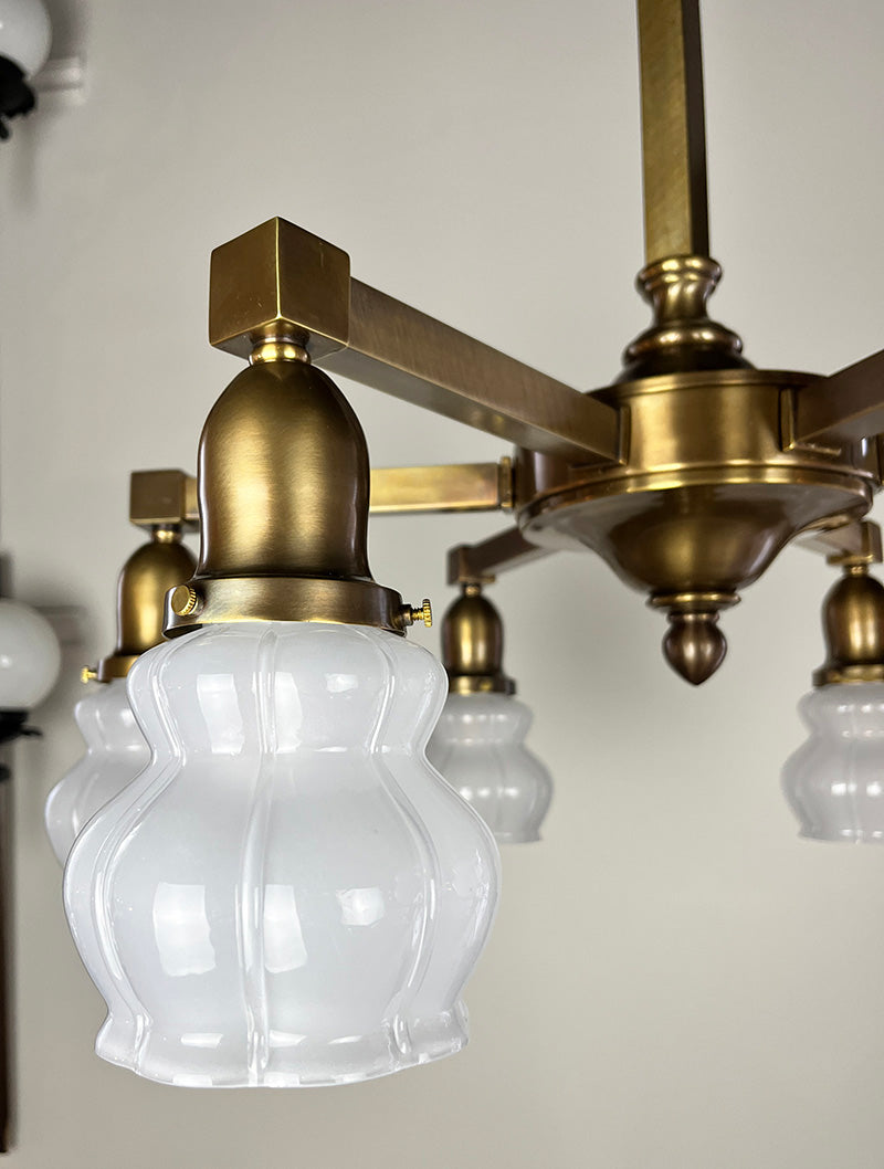 Antique Circa 1910 Six Light Transitional Edwardian Fixture with Scall ...