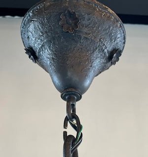 Incredible Antique Circa 1900 Large Arts and Crafts Hand Hammered Wrought Iron Fixture