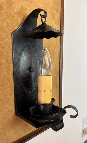 $500 PAIR - SET OF 6 AVAILABLE- Circa 1910 Arts and Crafts Single Light Candle Sconce with Original Finish