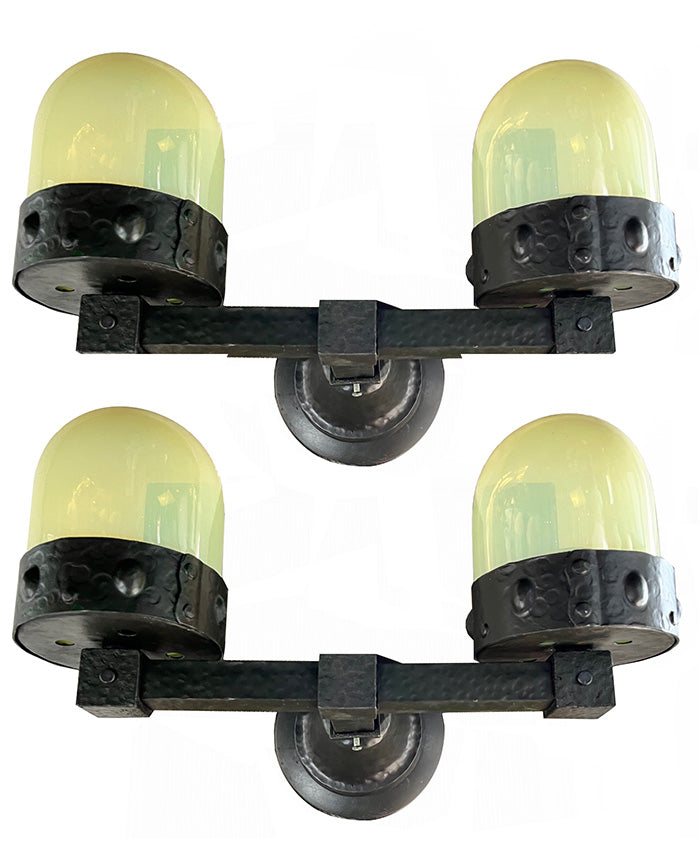 Arts and Crafts Wall Sconces Vaseline Shades