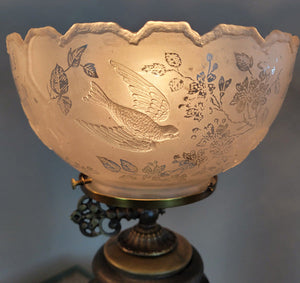 $2,400 PAIR - Antique Circa 1880s, Incredible Eastlake Gas Portable Table Lamps with Sparrow and Griffin Motifs