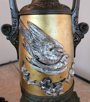 $2,400 PAIR - Antique Circa 1880s, Incredible Eastlake Gas Portable Table Lamps with Sparrow and Griffin Motifs