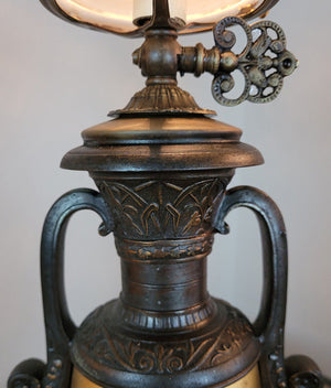 $2,400 PAIR - Antique Circa 1880s, Incredible Eastlake Gas Portable Table Lamps with Sparrow and Griffin Motifs