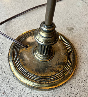 Antique Circa 1905-10 Cast Aladdin's Lamp Satyr Floor Lamp with Signed Quezal Shade