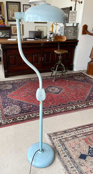Vintage 1940s Signed Hill-Rom Medical Lamp - Blue Enamel