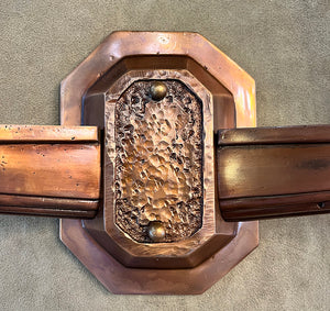 $1600 PAIR - Circa 1925 Cast Bronze Early Art Deco Commercial Grade Wall Sconces with Original Crackle Glass Shades