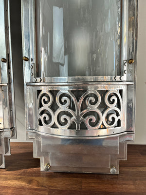 $5000 PAIR - Rare pair of Large (52" tall) Circa 1930 Art Deco Commercial Sconces