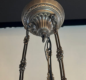 SET OF 6 AVAILABLE -$725 EACH- Antique Circa 1910 Edwardian Opal Glass Patterned Dome with Cast Brass Hardware