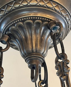 SET OF 6 AVAILABLE -$725 EACH- Antique Circa 1910 Edwardian Opal Glass Patterned Dome with Cast Brass Hardware