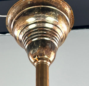 Stunning Antique 1880s Eastlake Multicoloured Jeweled Bronze Four Light Chandelier with Original Finish and Antique Scalloped Pressed Glass Shades
