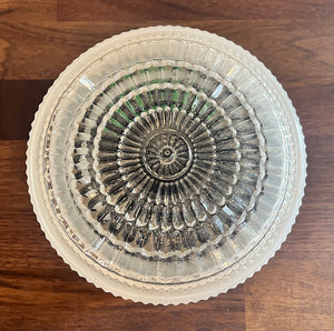 Circa 1930 Art Deco Flush Mount with Milk Glass Shade and Prismatic Bottom