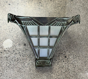 $3800 PAIR - Stunning Pair of 1930 Signed Max Le Verrier French Art Deco Egyptian Bronze Wall Sconces