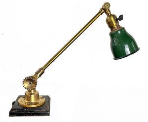 Antique Signed Electrolier 1920s Industrial Work Light with Original Green Enamel Shade